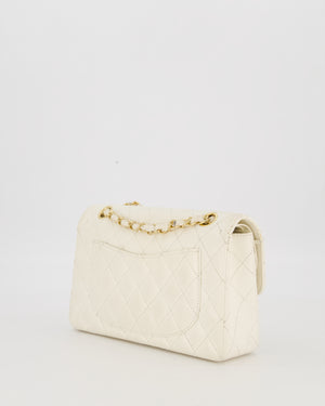 Chanel Vintage White Small Classic Double Flap Bag in Caviar Leather with 24K Gold Hardware