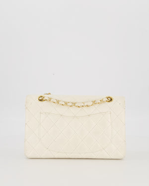 Chanel Vintage White Small Classic Double Flap Bag in Caviar Leather with 24K Gold Hardware