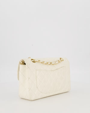 Chanel Vintage White Small Classic Double Flap Bag in Caviar Leather with 24K Gold Hardware