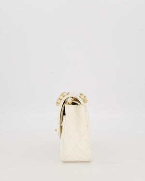 Chanel Vintage White Small Classic Double Flap Bag in Caviar Leather with 24K Gold Hardware