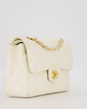 Chanel Vintage White Small Classic Double Flap Bag in Caviar Leather with 24K Gold Hardware