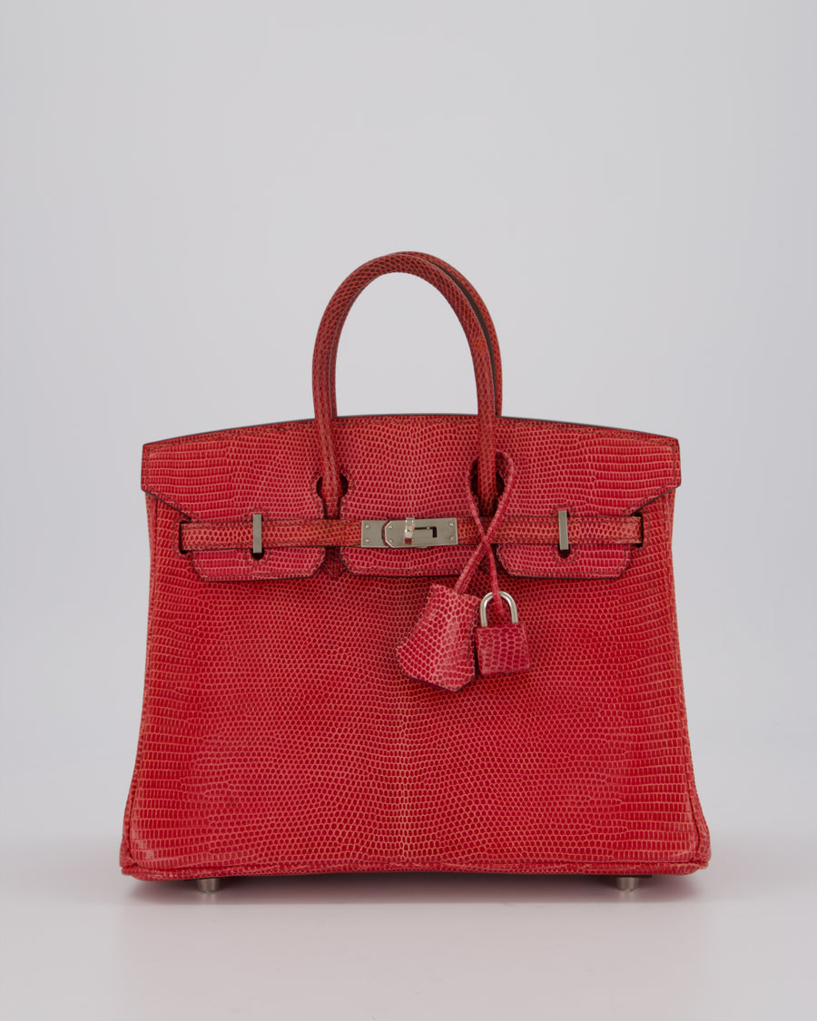 *HOT* Hermès Birkin 25 Verso Retourne Bag in Bougainvillea Lizard Niloticus Leather, Rose Shocking Interior with Palladium Hardware