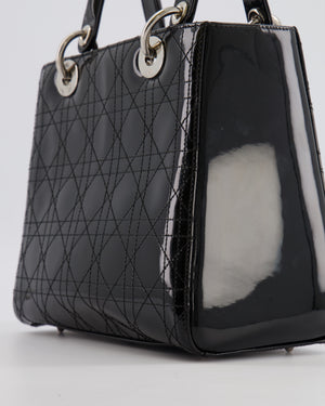 Christian Dior Medium Lady Dior Bag in Black Patent Leather With Silver Hardware RRP £5,300