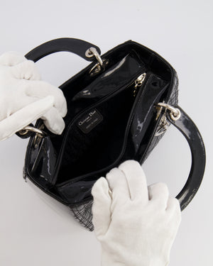 Christian Dior Medium Lady Dior Bag in Black Patent Leather With Silver Hardware RRP £5,300