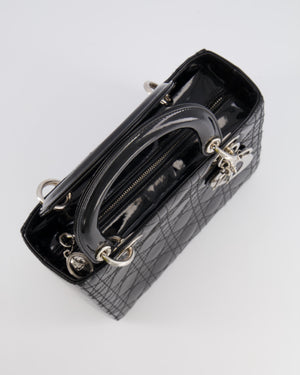 Christian Dior Medium Lady Dior Bag in Black Patent Leather With Silver Hardware RRP £5,300