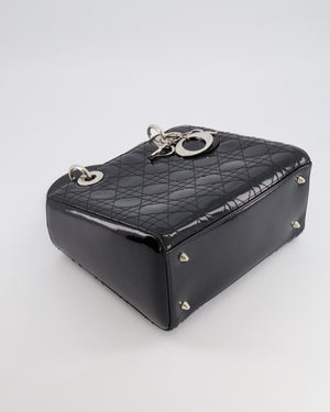 Christian Dior Medium Lady Dior Bag in Black Patent Leather With Silver Hardware RRP £5,300