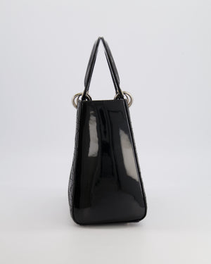 Christian Dior Medium Lady Dior Bag in Black Patent Leather With Silver Hardware RRP £5,300
