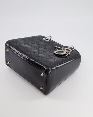 Christian Dior Medium Lady Dior Bag in Black Patent Leather With Silver Hardware RRP £5,300