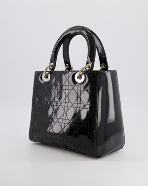 Christian Dior Medium Lady Dior Bag in Black Patent Leather With Silver Hardware RRP £5,300