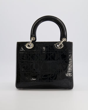 Christian Dior Medium Lady Dior Bag in Black Patent Leather With Silver Hardware RRP £5,300