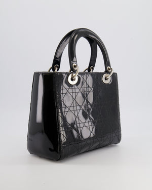 Christian Dior Medium Lady Dior Bag in Black Patent Leather With Silver Hardware RRP £5,300