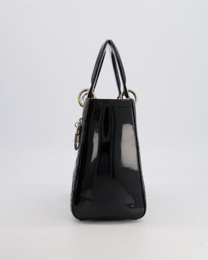 Christian Dior Medium Lady Dior Bag in Black Patent Leather With Silver Hardware RRP £5,300