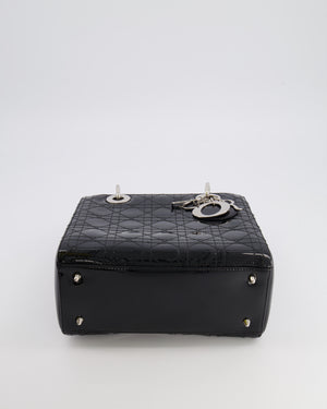 Christian Dior Medium Lady Dior Bag in Black Patent Leather With Silver Hardware RRP £5,300