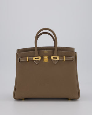 *RARE* Hermès Birkin 25 Retourne Bag in Etoupe Togo Leather with Gold Hardware