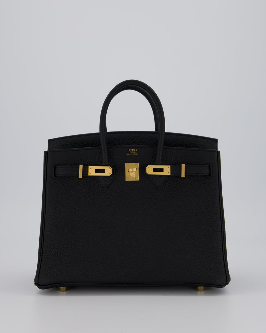 *RARE* Hermès Birkin 25 Retourne Bag in Black Togo Leather with Gold Hardware