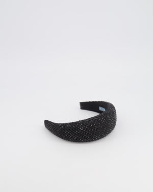 Prada Black Satin Crystal Embellished Headband RRP £800