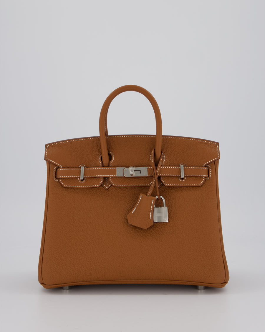 Hermès Birkin 25 Retourne Bag in Gold Togo Leather with Palladium Hardware