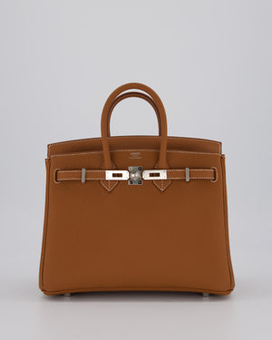 Hermès Birkin 25 Retourne Bag in Gold Togo Leather with Palladium Hardware
