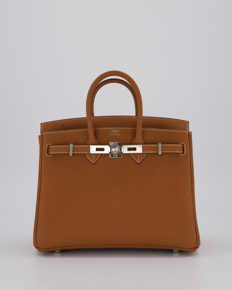 Hermès Birkin 25 Retourne Bag in Gold Togo Leather with Palladium Hardware