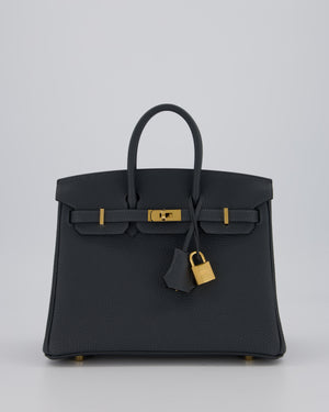 *RARE* Hermès Birkin 25 Retourne Bag in Gris Misty Togo Leather with Gold Hardware