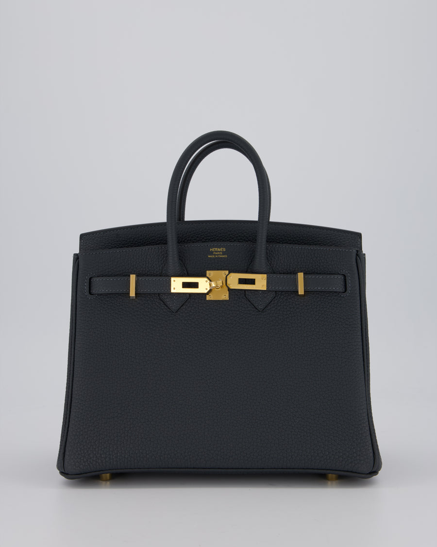 *RARE* Hermès Birkin 25 Retourne Bag in Gris Misty Togo Leather with Gold Hardware