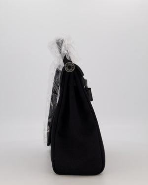 Hermès Herbag 31 Zip Bag in Noir Toile Officier Canvas, Noir Vache Hunter Leather with Palladium Hardware