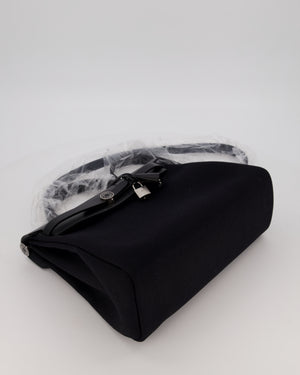 Hermès Herbag 31 Zip Bag in Noir Toile Officier Canvas, Noir Vache Hunter Leather with Palladium Hardware