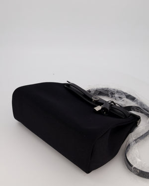 Hermès Herbag 31 Zip Bag in Noir Toile Officier Canvas, Noir Vache Hunter Leather with Palladium Hardware