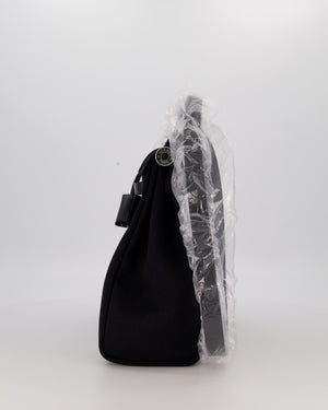 Hermès Herbag 31 Zip Bag in Noir Toile Officier Canvas, Noir Vache Hunter Leather with Palladium Hardware