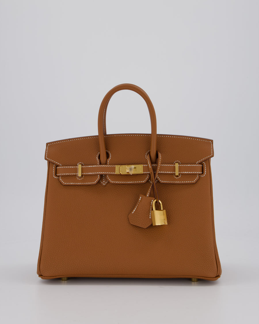 *HOT* Hermès Birkin 25 Retourne Bag in Gold Togo Leather with Gold Hardware