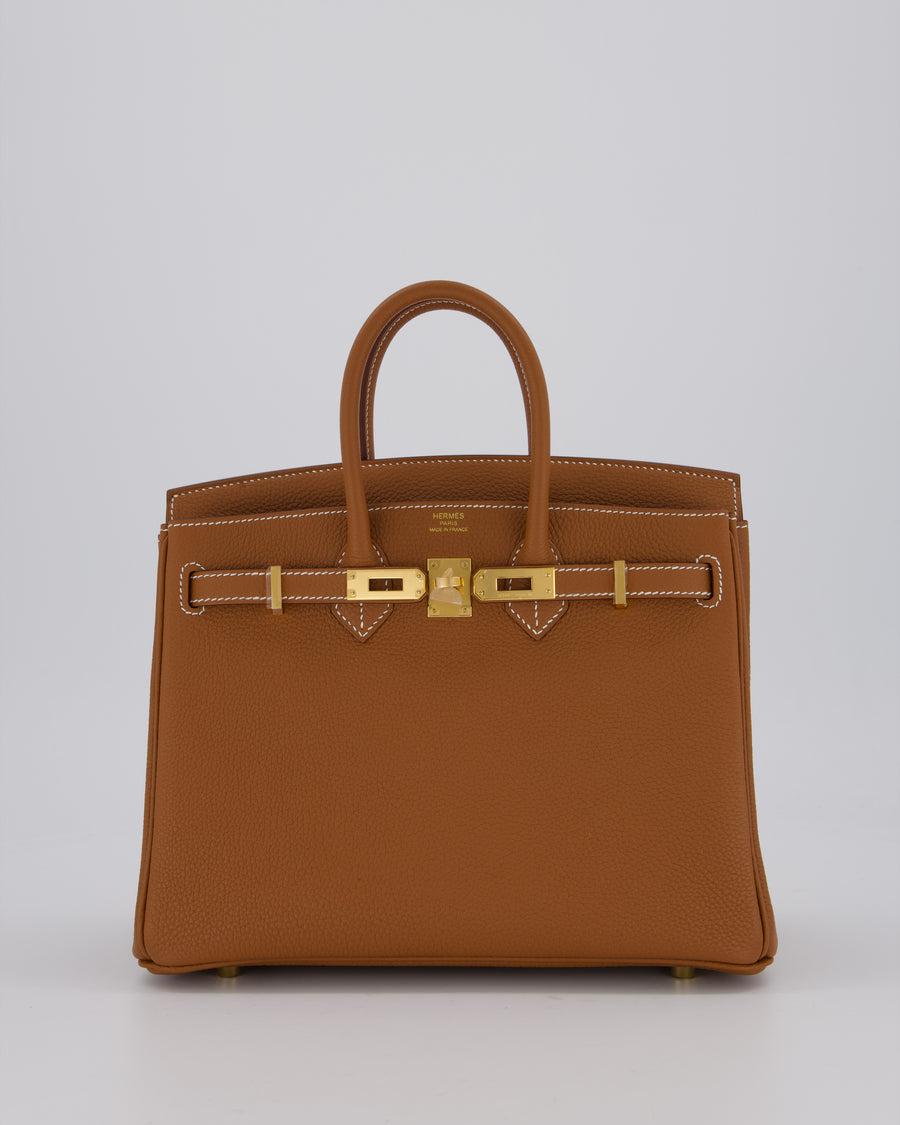 *HOT* Hermès Birkin 25 Retourne Bag in Gold Togo Leather with Gold Hardware