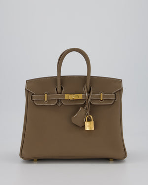 *HOT* Hermès Birkin Retourne 25 Bag in Etoupe Togo Leather with Gold Hardware