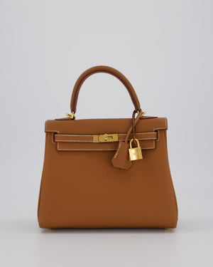 Hermès Kelly 25 Retourne Bag in Gold Togo Leather with Gold Hardware
