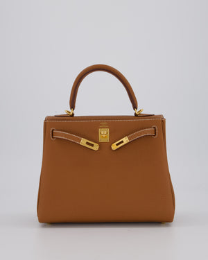 Hermès Kelly 25 Retourne Bag in Gold Togo Leather with Gold Hardware