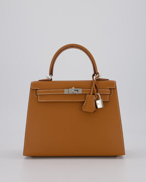Hermès Kelly 25 Sellier Bag in Gold Epsom Leather with Palladium Hardware