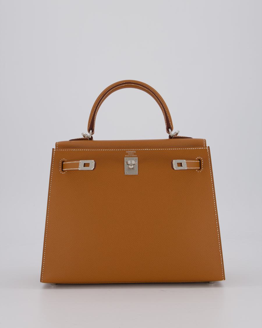 Hermès Kelly 25 Sellier Bag in Gold Epsom Leather with Palladium Hardware