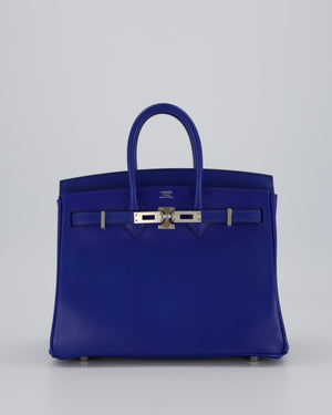Hermès Birkin 25 Retourne Bag in Blue Electrique Tadelakt Leather with Palladium Hardware
