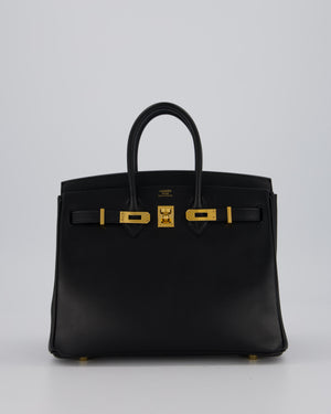 *RARE* Hermès Birkin 25 Retourne Bag in Black Tadelakt Leather with Gold Hardware