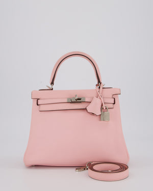 Hermès Kelly 25 Retourne Bag in Rose Sakura Swift Leather with Palladium Hardware