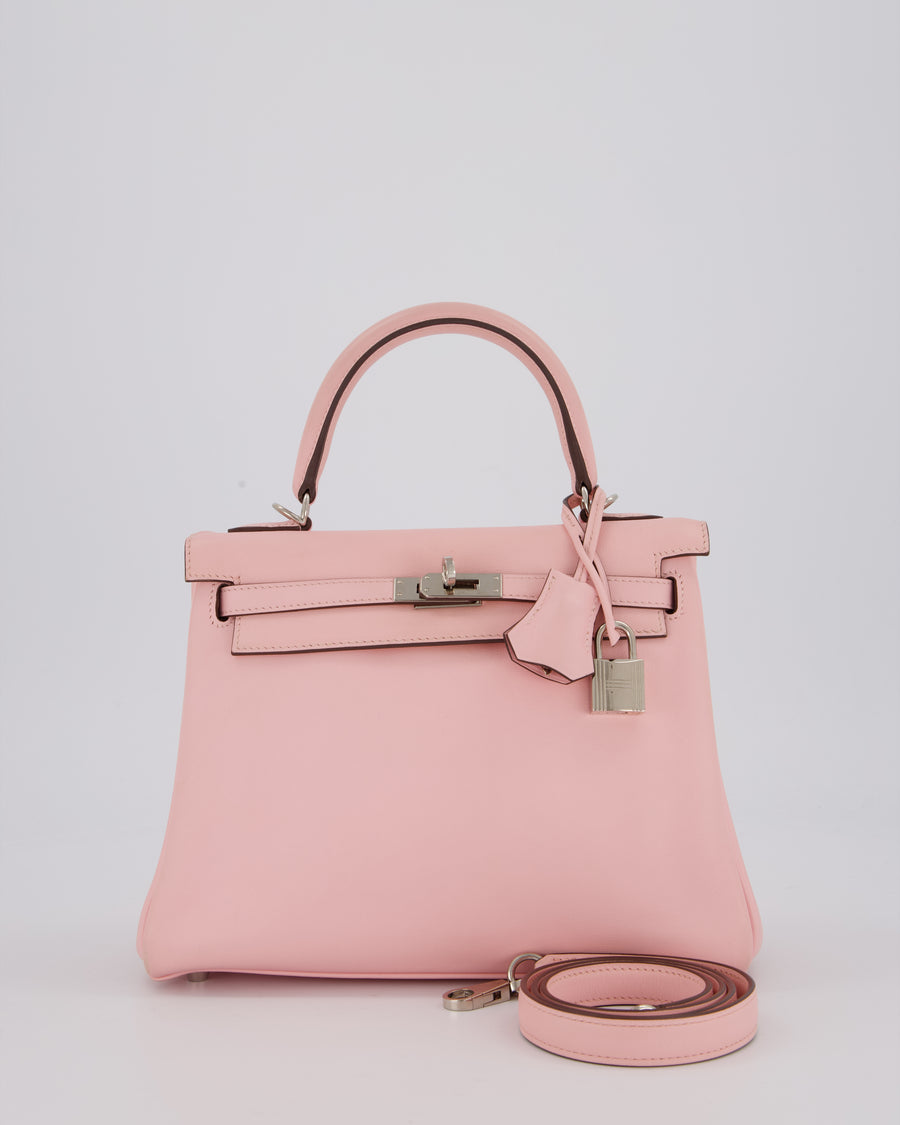 Hermès Kelly 25 Retourne Bag in Rose Sakura Swift Leather with Palladium Hardware