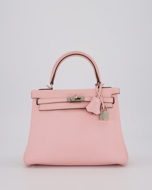 Hermès Kelly 25 Retourne Bag in Rose Sakura Swift Leather with Palladium Hardware