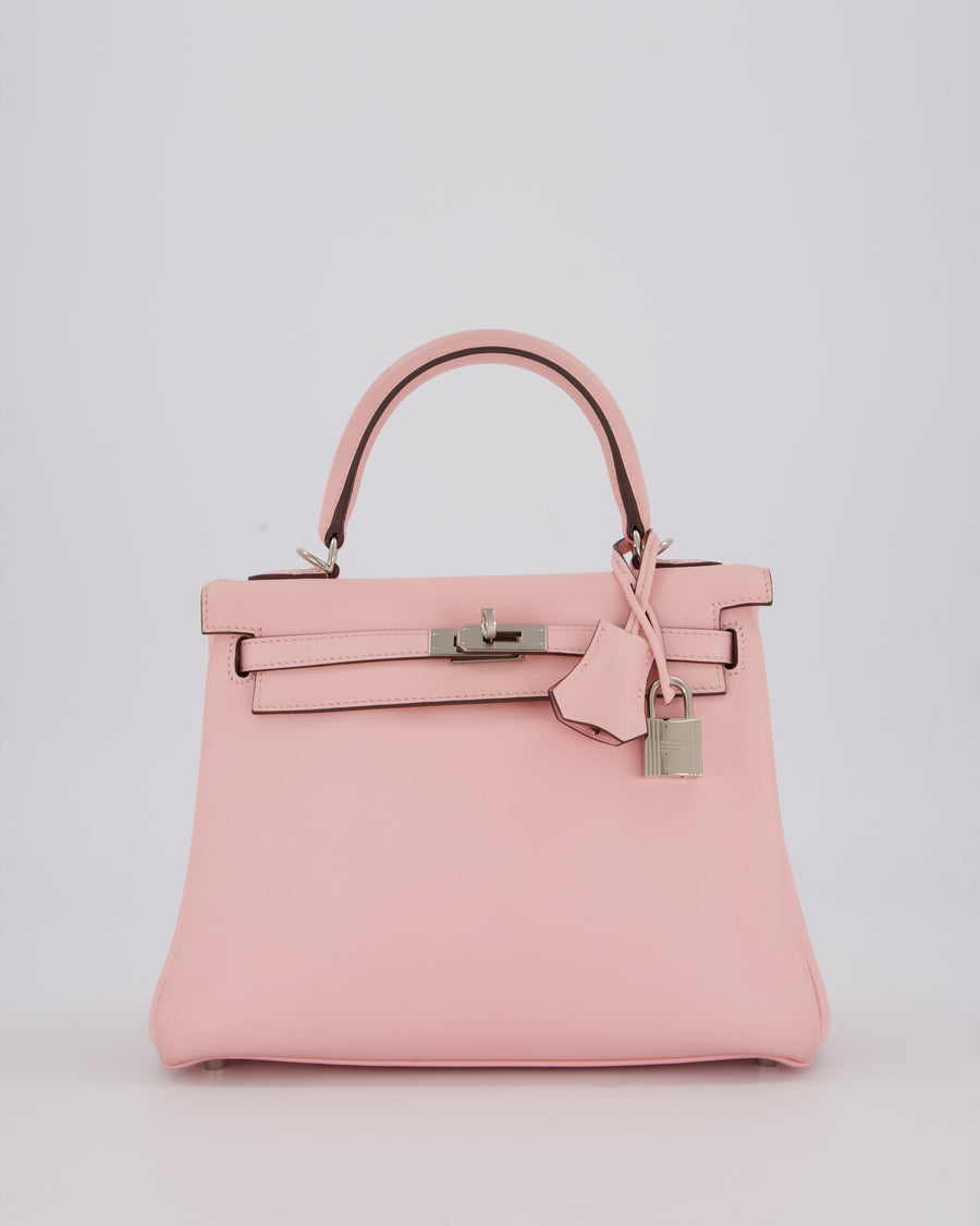 Hermès Kelly 25 Retourne Bag in Rose Sakura Swift Leather with Palladium Hardware