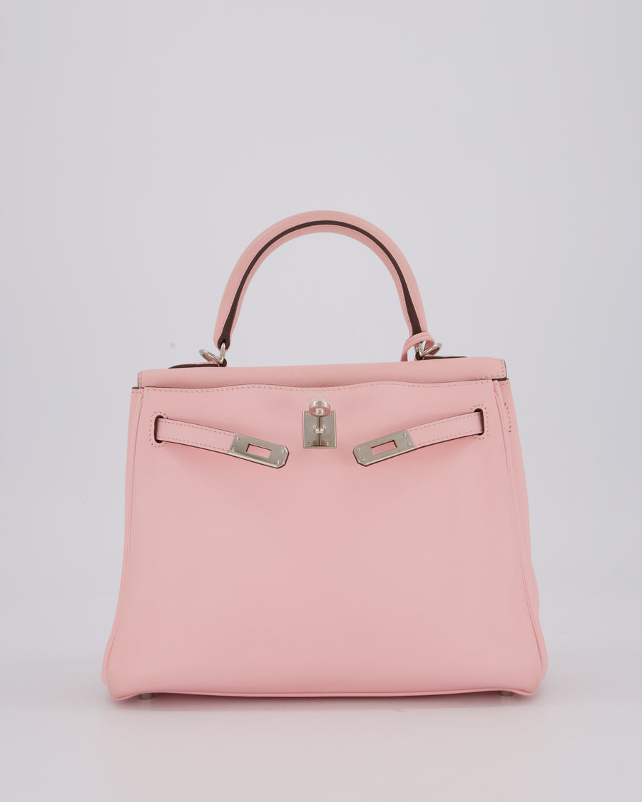 Hermès Kelly 25 Retourne Bag in Rose Sakura Swift Leather with Palladium Hardware