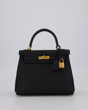 Hermès Kelly 25 Retourne Bag in Black Togo Leather with Gold Hardware