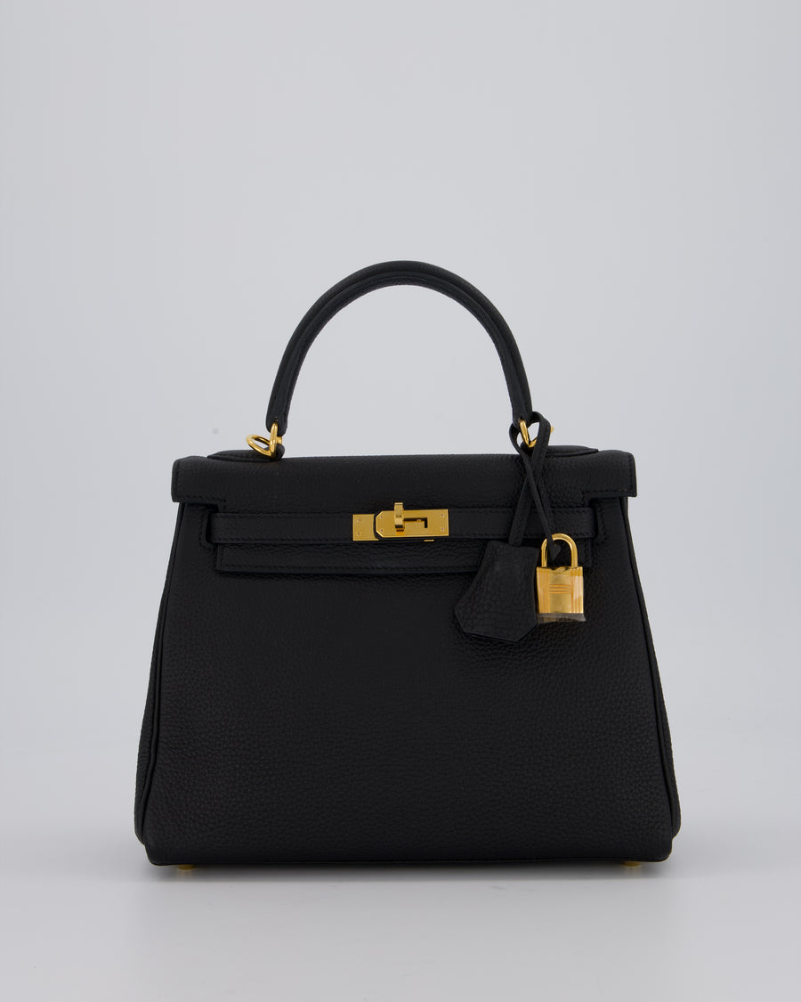 Hermès Kelly 25 Retourne Bag in Black Togo Leather with Gold Hardware