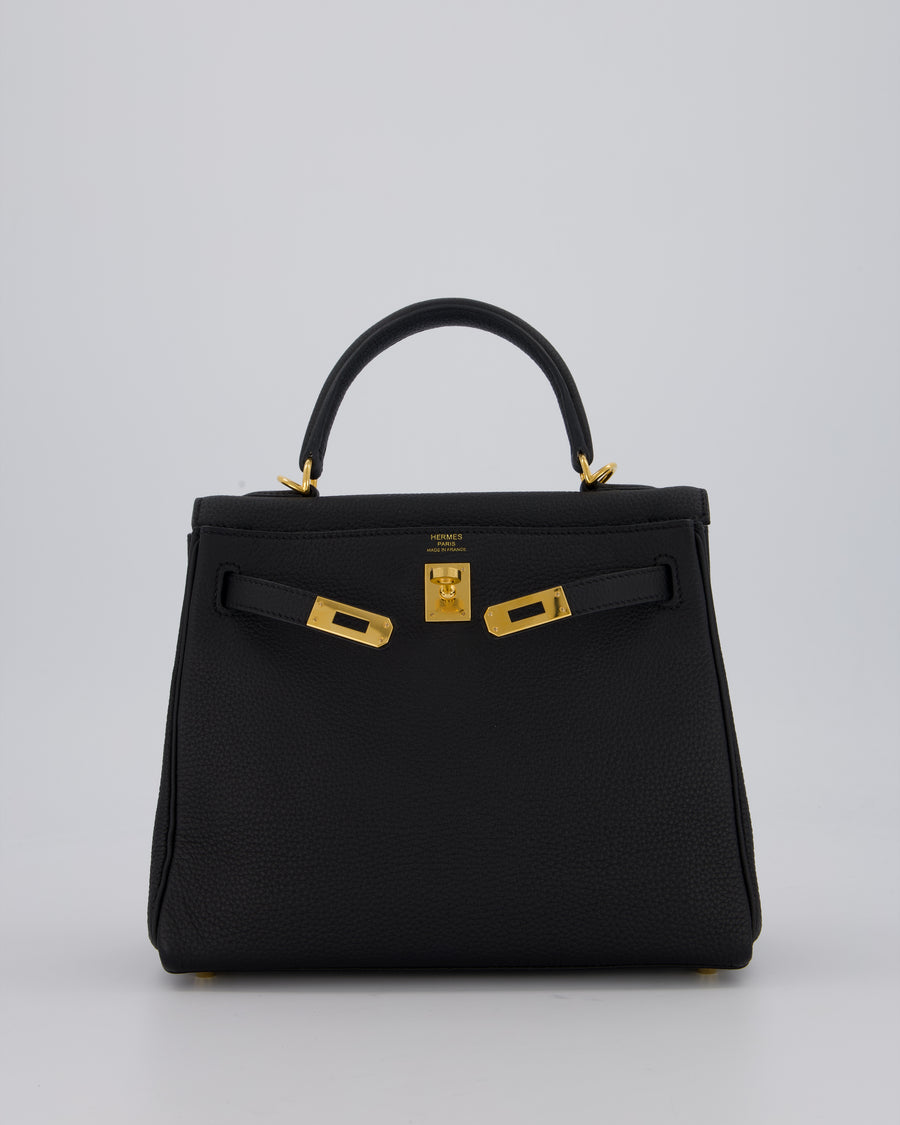 Hermès Kelly 25 Retourne Bag in Black Togo Leather with Gold Hardware