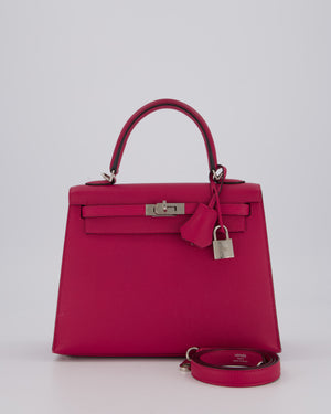 *FIRE PRICE* Hermès Kelly 25 Sellier Bag in Rose Pourpre Epsom Leather with Palladium Hardware