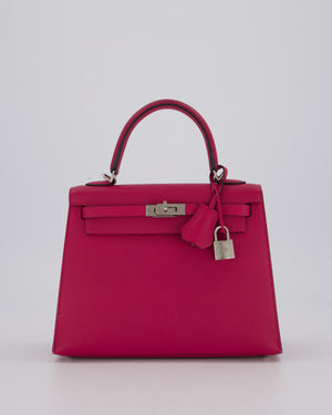 *FIRE PRICE* Hermès Kelly 25 Sellier Bag in Rose Pourpre Epsom Leather with Palladium Hardware