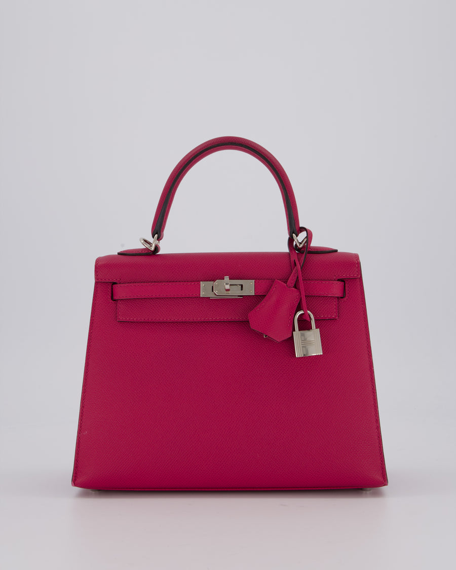 *FIRE PRICE* Hermès Kelly 25 Sellier Bag in Rose Pourpre Epsom Leather with Palladium Hardware