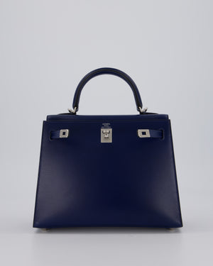 *RARE* Hermès Kelly 25 Sellier Bag in Bleu Saphir Box Leather with Palladium Hardware